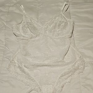 Elegant White Lace Bodysuit Shapewear, Never Worn.